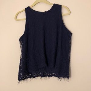 Blue lace crop top